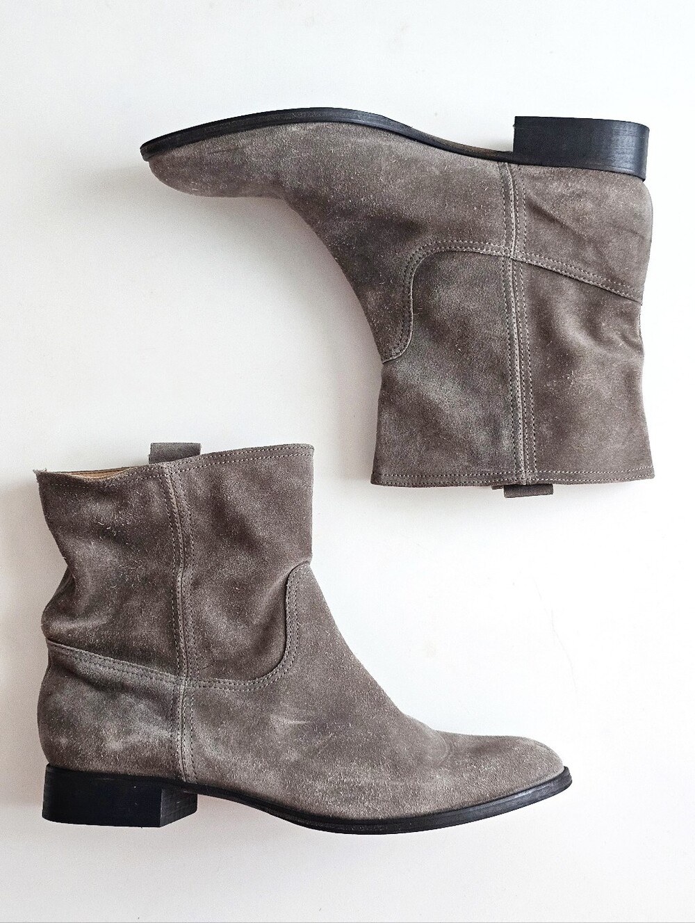 Coclico Suede Western Cowboy Ankle Boots Gray Taupe Leather Spain 39.5